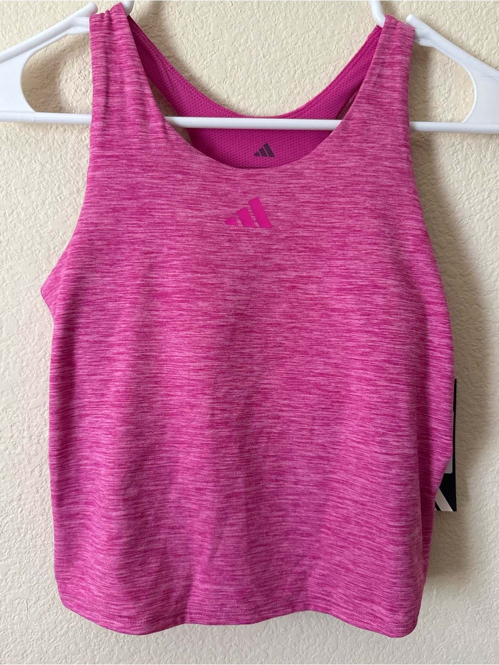 adidas Girls' Mélange Training Tank Top, Small - Fuchsia NWT